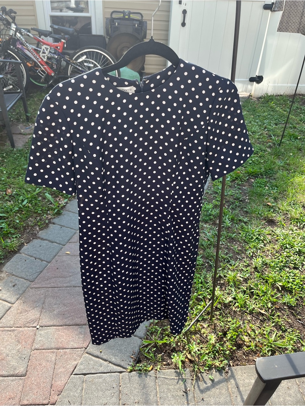 Liz Claiborne Polka Dot Short Sleeve Dress - Navy with White Dots size 4 - Picture 1 of 6